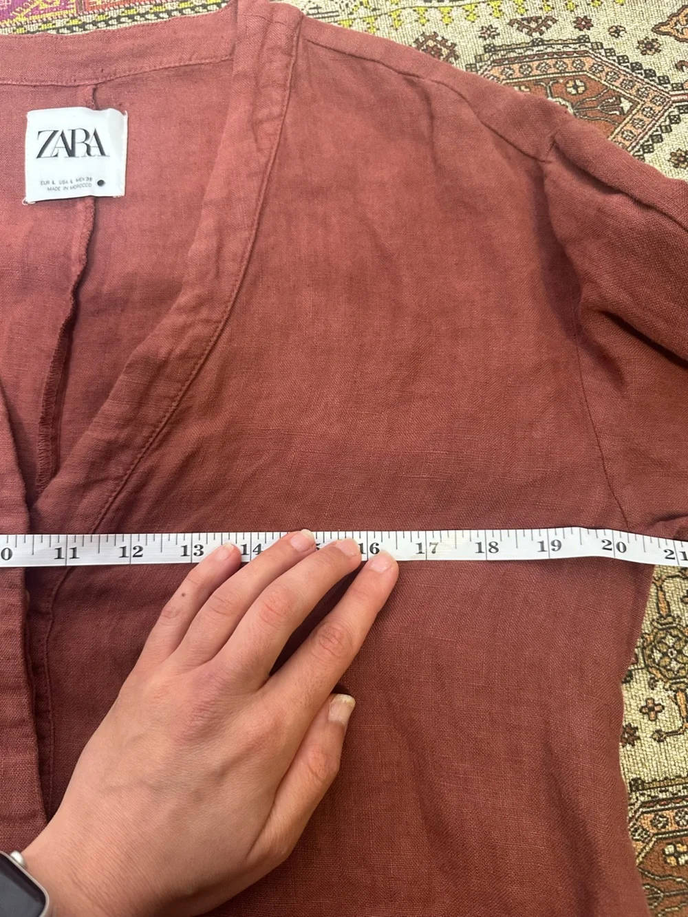 Zara Women's Rust Red V-Neck Linen Jumpsuit